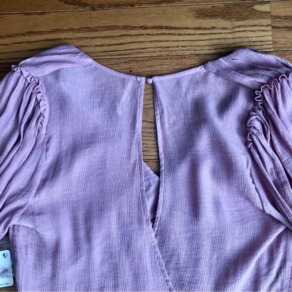 Free People Daia Dusty pink v-neck ruffle bell sleeve blouse Women’s Size M NWT - Picture 13 of 15